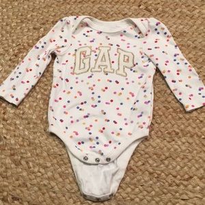 Baby Gap girls polka dot logo onesie